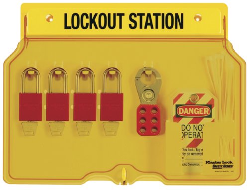 Master Lock Lockout Tagout Station, Covered Group Lockout Station, Includes 4 Aluminum Padlocks, 1482BP1106