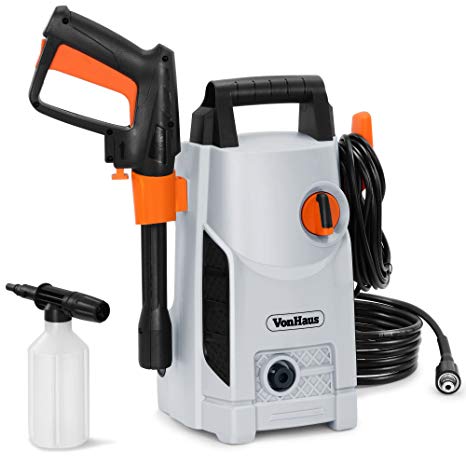 VonHaus 1600W Pressure Washer with Accessories – Outdoor Home/Patio & Car Cleaner - 90bar working Pressure /135bar Max Pressure, 330litres/hour Flow