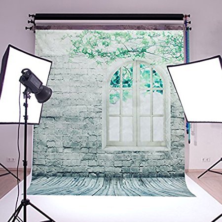 Mohoo 5x7-Feet Brick Wall Window Pattern Silk Photography Background