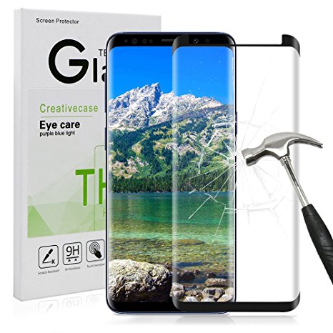 Samsung Galaxy S9 Screen Protector,S9 Tempered Glass,Creativecase Bubble-Free Anti-Scratch 3D Curved Screen Protector for S9