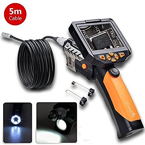 5m/16.5ft Digital Endoscope,CrazyFire® NTS200 Portable Handheld Borescope Inspection Camera with 3.5 Inch LCD 8.2mm Diameter 1W Cree LED Flashlight