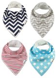 Baby Bandana Bibs by ZELDA MATILDA Extra Long Absorbent Adjustable Bib Made of Organic Cotton and Fleece for Teething Drool and Feeding - A Must Buy To Keep Babys Clothes and Neck Dry 4 Pack