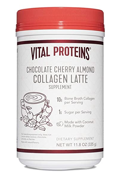 Vital Proteins Collagen Lattes - MCTs for Keto, 10g of USDA Organic Bone Broth protein, Low Sugar, (Chocolate Cherry Almond)