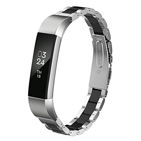 Fitbit Alta HR and Alta Bands Metal, Greeninsync Fitbit Alta Stainless Steel Bands Adjustable Replacement Accessories Metal Wristband Small Large for Fitbit Alta Bracelet Men Women Girls Boys