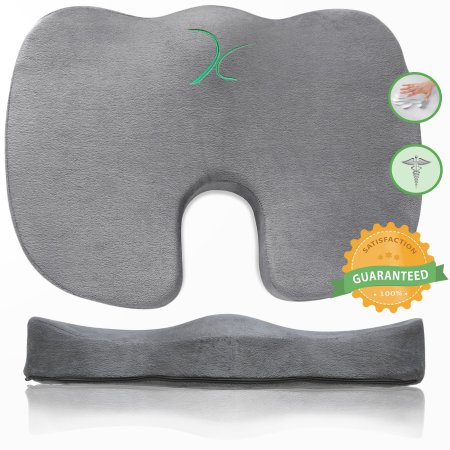 Kamby Comfort - Coccyx Orthopedic Memory Foam Seat Cushion - Lower Back, Tailbone and Sciatica Pain Relief - Perfect for home, office, or travel!