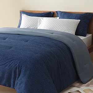 Comfort Spaces Twin XL 5 Pieces Comforter Set, Boho Bed Sets for Twin XL Size, Farmhouse Bedding Sets with Comforter, Gift Bed in a Bag with Comforter, Sheets, Pillowcases, and Shams, Twin XL, Navy