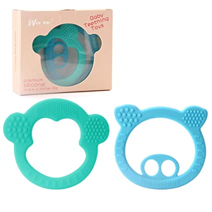 Soft Silicone Baby Teething Toys - BPA Free Silicone Teether, Easy to Hold,Pain Relief Teether Toys Best Baby Shower Gift, 2 Pack
