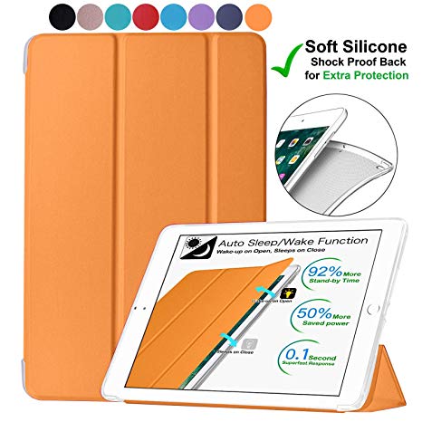 DuraSafe Cases for iPad Pro 11 Inch - 2018 [ A1980 A1934 A2013 A1979 ] Soft Silicone Back Cover with Pencil Pair & Charge Support - Orange