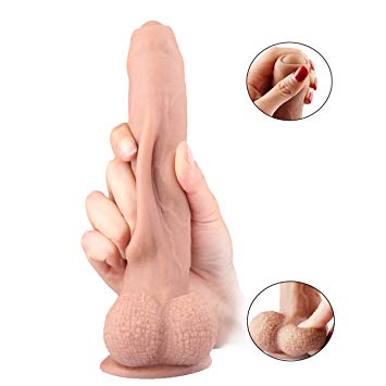 Realistic Dildo with Super Strong Suction Cup Base Sex Toy Dual Layered Silicone Cock G-Spot Penis,Super Suction Anal Masturbation Vaginal Play