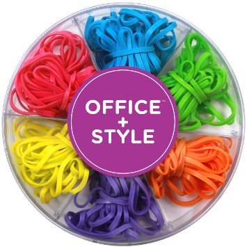 OfficeStyle Colored Rubber Bands with Close-Lid Storage Container 120 Pieces