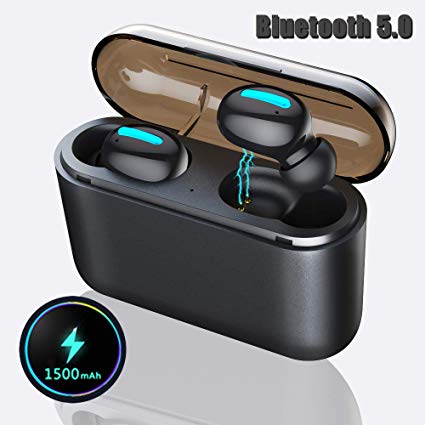 Wireless Earbuds, Bluetooth 5.0 Earbuds with Microphone, True Wireless Headphones, 4D Stereo Sound Headsets, Sweatproof in-Ear Sport Earphones with Portable Charging Casefor iOS and Android Device