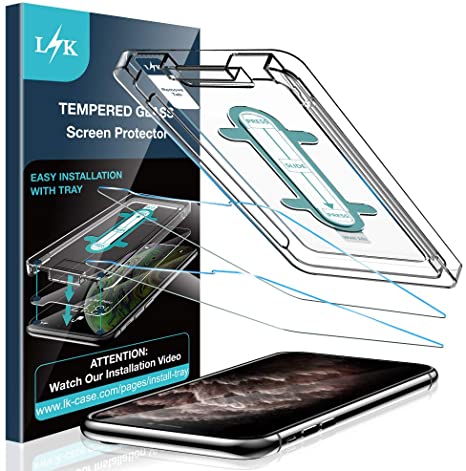 LK [3 Pack] Screen Protector for iPhone 11 Pro Max and iPhone Xs Max [6.5 inch] [Installation Kit Included] Tempered Glass 9H Hardness