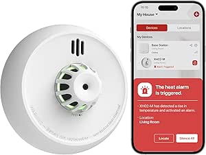 X-Sense Smart Heat Alarm XH02-M with 10-Year Sealed Battery, an Accessory for FS31 or FS51 Smoke Alarm Kit, Model XH02-M, Single Pack