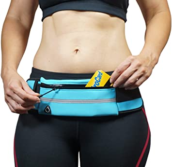 dimok Running Belt Waist Pack - Water Resistant Runners Belt Fanny Pack for Hiking Fitness – Adjustable Running Pouch Bag for All Phones iPhone Android