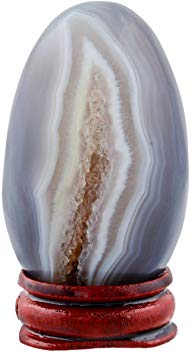 rockcloud Healing Crystal 2-2.5" Agate Druzy Geode Egg with Wood Stand