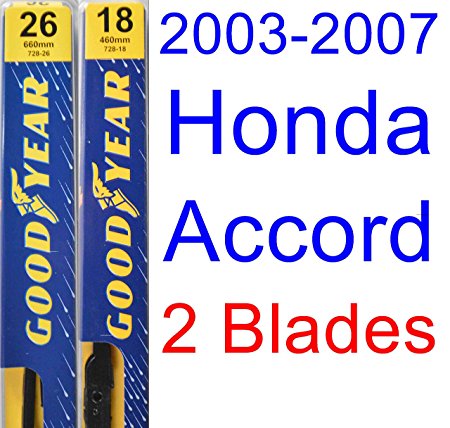 2003-2007 Honda Accord Replacement Wiper Blade Set/Kit (Set of 2 Blades) (Goodyear Wiper Blades-Premium) (2004,2005,2006)