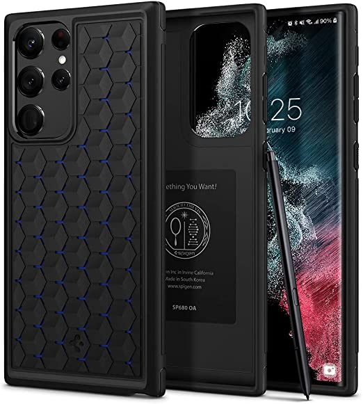 SPIGEN Cryo Armor Case Designed for Samsung Galaxy S22 Ultra (2022) Heat Absorbing Ventilated Cover - Black
