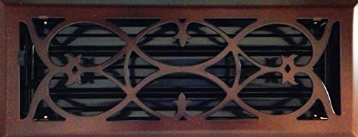 4" x 12" (5.25" x 13.25" Overall Size) Oil-Rubbed Bronze Victorian Register with Damper (HVAC VENT COVER)