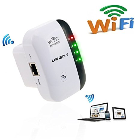 Wifi Range Extender,URANT Wireless-N Mini Repeater 2.4G Lan AP High Speed Signal Booster Access Point Amplifier Network Adapter Wlan Router Repeater/AP Modes Comply 802.11 with WPS(US Plug)