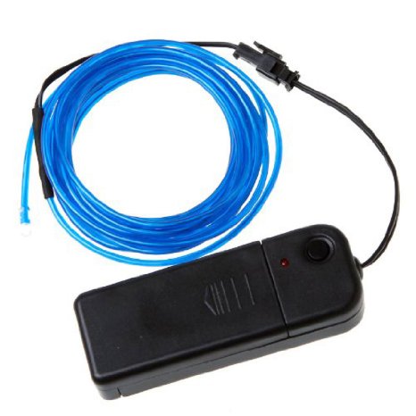 niceeshop(TM) 3M Neon Glowing Electroluminescent Wire (El Wire) With Battery Pack Controller-Blue