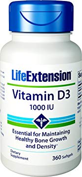 Life Extension Vitamin D3 1000 IU Softgels, 360 Count