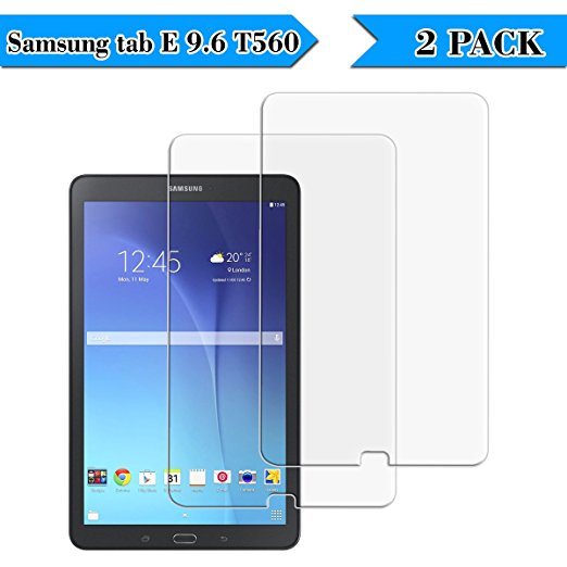 [2 Pack] Screen Protector for Samsung Galaxy Tab E, Zaneeta® [Tempered Glass] 0.33mm Ultra Thin 9H Hardness 2.5D Round Edge For Galaxy Tab E 9.6 (T560).
