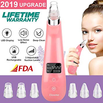 Blackhead Remover Pore Vacuum [Upgrade 2019], Electric Skin Pore Cleaner Blackhead Vacuum Suction Removal Rechargeable Skin Peeling Machine Comedone Acne Comedo Beauty Device For Nose Face