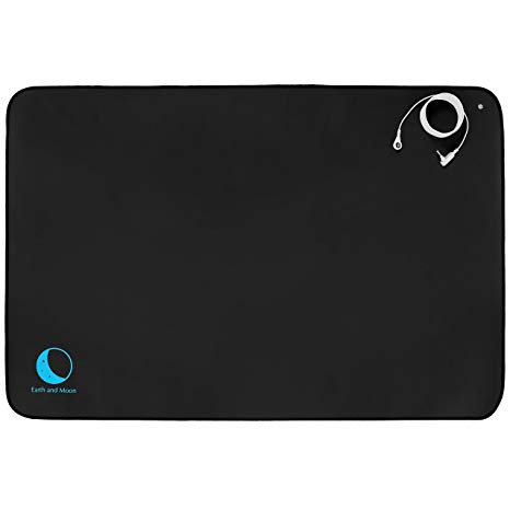 Earth and Moon Grounding Mat - Universal Earthing mats Plus Earthing Cord. Great for Yoga, Grounded Foot Therapy, Potential EMF and ESD Protection, Sleep Assist, use with a Laptop Computer on a Desk.