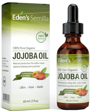100% Pure Jojoba Oil - 60ml - Certified ORGANIC - Best Natural Oil Moisturiser for Radiant Looking Skin, Silky Smooth Hair and Strong Nails - Ideal For Sensitive Skin - All Round Protection Day & Night - Cold Pressed & Unrefined
