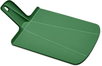 Joseph Joseph Chop2Pot Foldable Plastic Cutting Board 15 x 8.75 Non-Slip Feet 4-inch Handle Dishwasher Safe, Small, Forest Green