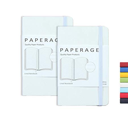 2-Pack Pocket Notebook Journal Notepad Small, College Ruled, 3.6" x 5.5", Faux Leather Soft Cover Mini Journal, 100 GSM Thick Paper, Inner Pocket (White Lined)