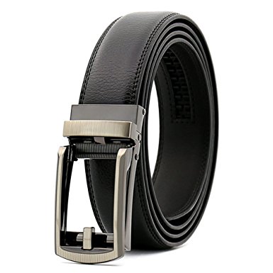 Men's Comfort Genuine Leather Belt with One Click Buckle, Fit for 27-46"