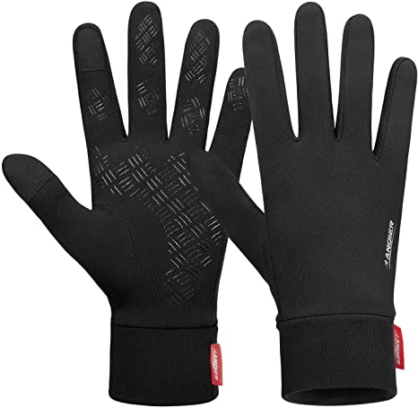 coskefy Touchscreen Running Gloves Lightweight Winter Gloves Warm Liner Gloves Thin Thermal Gloves Men Women for Walking Cycling Riding Driving