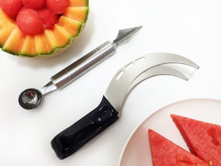Stainless Steel Melon Slicer, Fruit Cutter, Melon Baller & Carving Kit, by Dynamic Chef