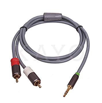 RCA Cable, KAYO Premium AUX Dual Shielded Gold-Plated 3.5mm Male to 2RCA Male Stereo Audio Y Cable, GRAY Color (3FT -RCA)