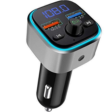 Bluetooth FM Transmitter for Car, Quick Charge 3.0 USB Wireless Radio Transmitter Adapter, Support USB Flash Drive, microSD Card, Handsfree Car Kit