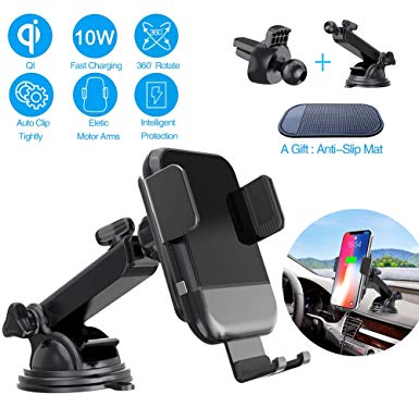 ARCBLD Car Mount Wireless Charger Dash Phone Mount Automatic Clamping Qi Fast Charger for iPhone Xs max/XR/X/8/8  Galaxy S9/S9 /S8/S8