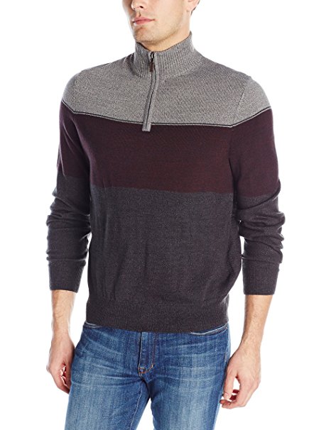 Dockers Men's Quarter-Zip Soft-Acrylic Color-Block Sweater