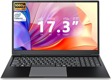 SGIN Laptop 17.3 Inch 8GB RAM 512GB SSD, Laptop Celeron Quad-Core Processor Up to 2.8GHz, 1080P FHD PC Notebook with Dual Band WiFi, 2xUSB 3.0, Keyboard Film in Eight Languages