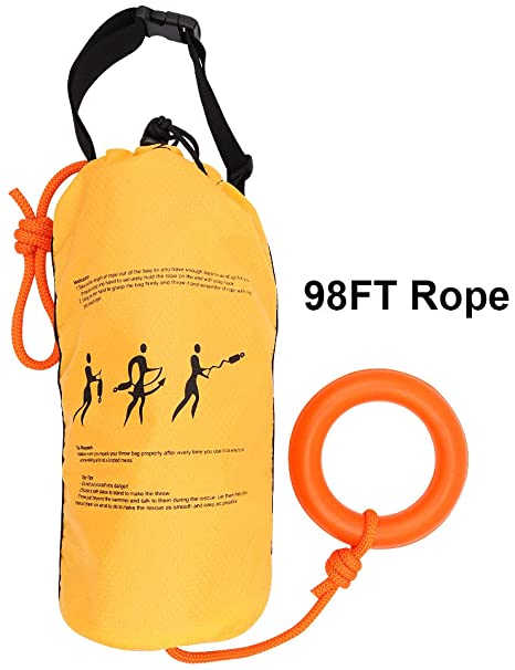 Zixar Water Rescue Throw Bag with 98 FT, 70 FT of Flotation Rope in 3/10 Inch Tensile Strength Rated to 1844lbs, Throwable Flotation Device for Kayaking and Rafting, Safety Equipment for Raft and Boat