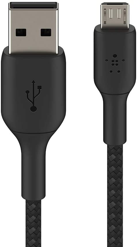 Belkin Micro-USB Cable for Portable Speakers; Power Banks; eReaders; and more (Braided USB-A to Micro-USB cable; 3.3 ft. / 1 m; Black) CAB007bt1MBK