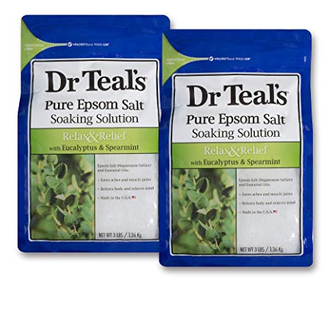 Dr. Teal's Epsom Salt Soaking Solution with Eucalyptus Spearmint, 48 Ounce, Pack of 2
