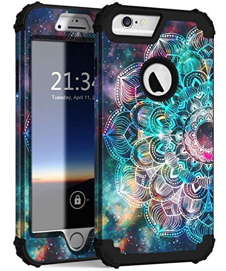 Hocase iPhone 6s Plus Case, iPhone 6 Plus Case, Heavy Duty Shockproof Protection Hard Plastic Silicone Rubber Protective Case for iPhone 6 Plus/6s Plus (5.5-inch Display) - Mandala in Galaxy