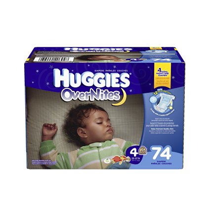 Huggies Overnites Diapers, Size 4, 74 Count