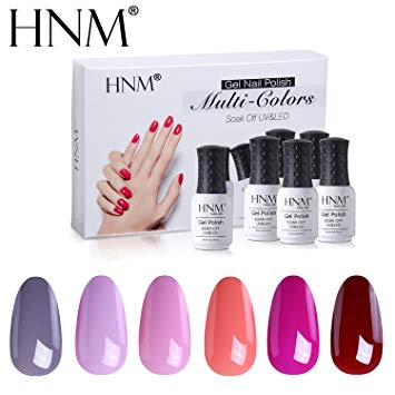 HNM Gel Nail Polish Set Soak Off UV LED Nail Varnish Manicure Salon Nail Art Starter Kit 6 Colors Gift Box C029