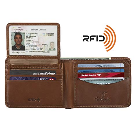 Mens Leather Bifold Wallet with Removable Passcase ID Window Flap Multi Credit Card Slots Organizer and Double Currency Divider Gusset made in Real Italian Cowhide Leather by Tony Perotti