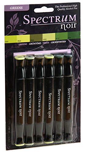 Crafter's Companion Spectrum Noir Alcohol Markers, Greens, 6 Per Package