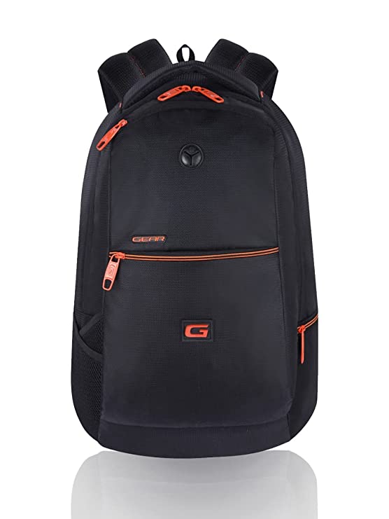 Gear 30 ltrs Black and Orange Casual Backpack (BKP0SPAC40106)