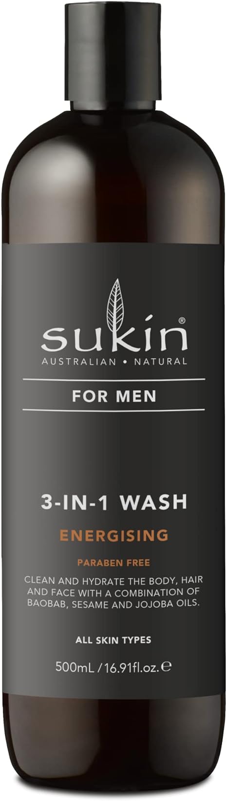 Sukin sukin for men 3-in-1 wash energising, 500 gram