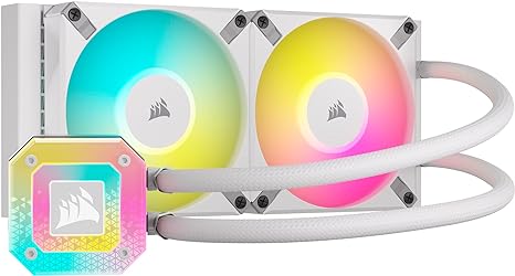 Corsair iCUE H100i Elite CAPELLIX XT Liquid CPU Cooler - Two AF120 RGB Elite Fans - 240mm Radiator - Intel® LGA 1700, 1200, 115X, 2066, AMD® AM5, AM4 - Included iCUE Commander CORE - White